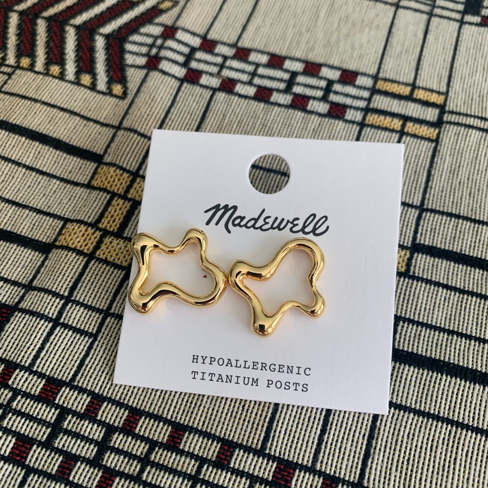 Madewell Gold Square Stud Earrings